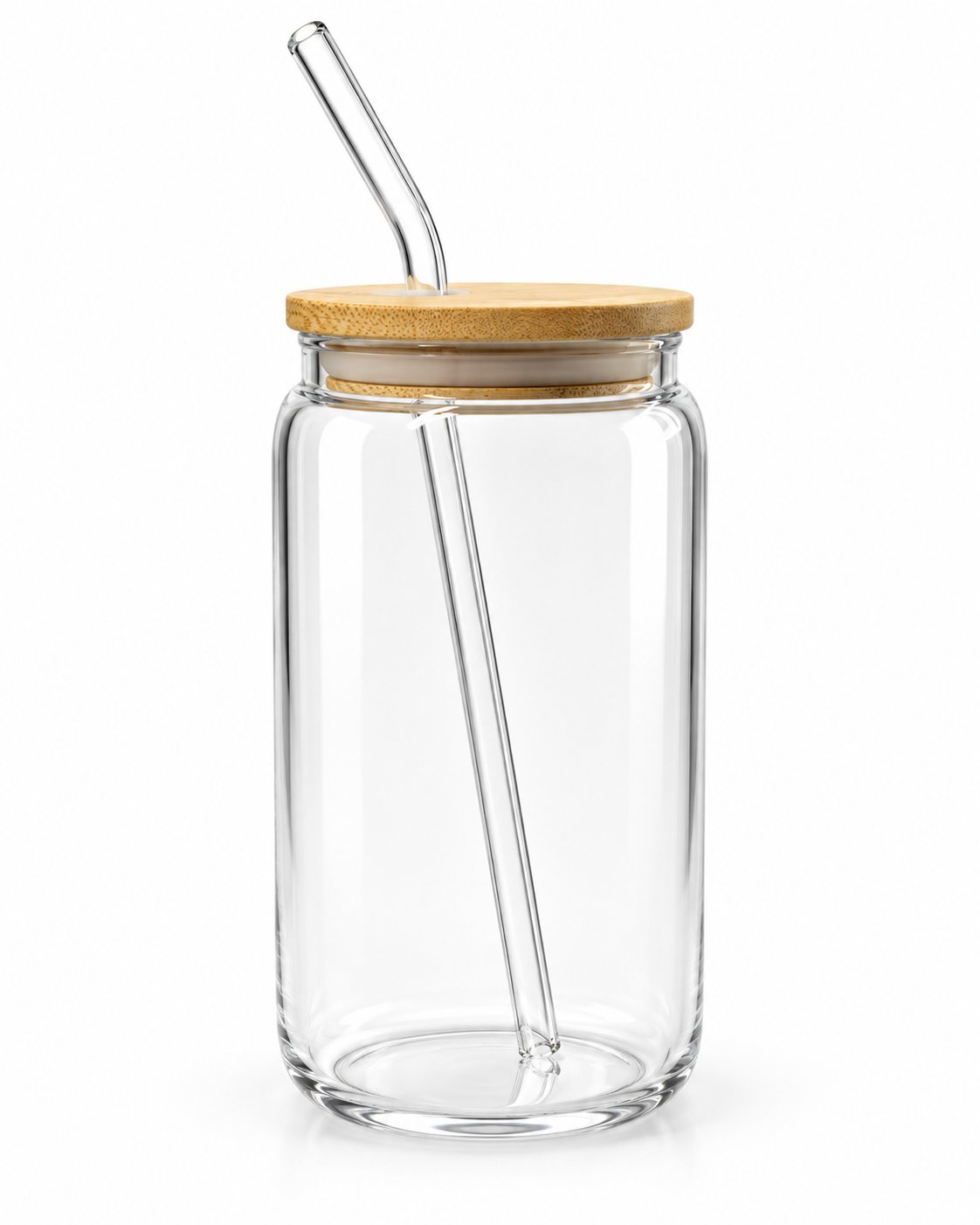 🤍 Gobelet en verre personnalisable avec couvercle en bambou et paille en verre
