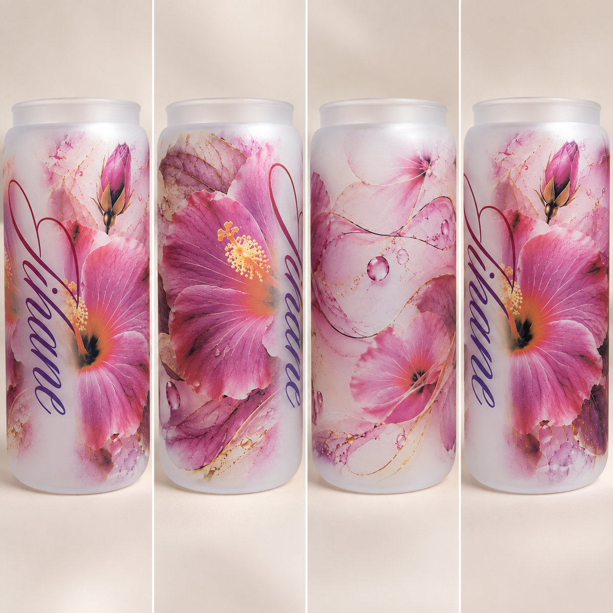 🌸 Verre personnalisé fleuri – Jihane