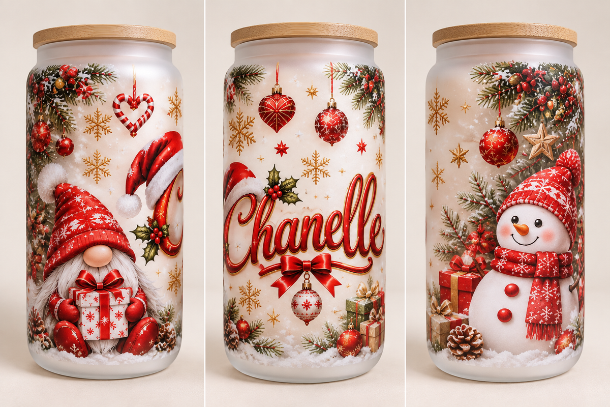 🎄 Verre personnalisé – Motif Noël ❤️
