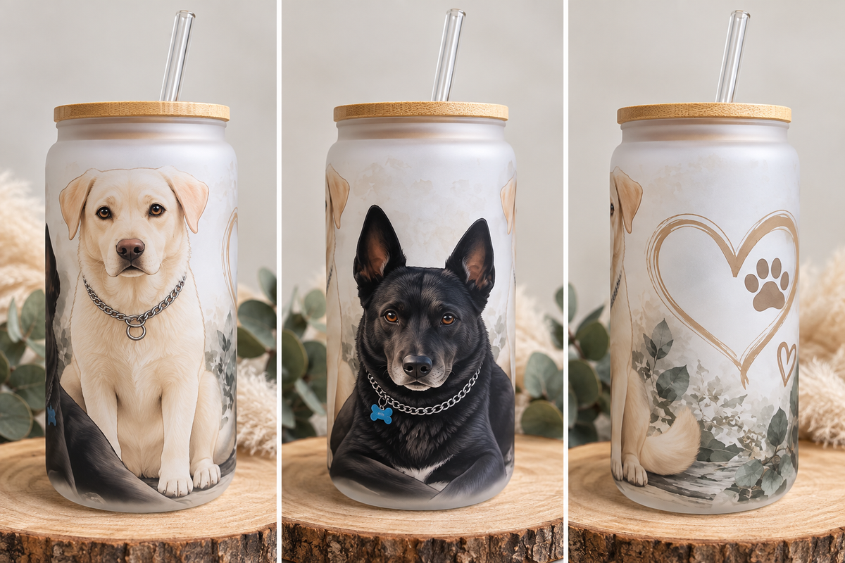 🐾 Verre personnalisé – Deux compagnons à quatre pattes