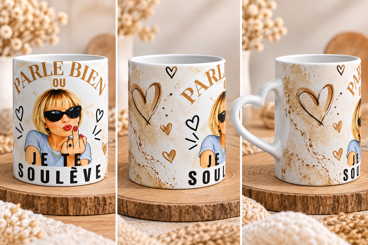 ☕ Mug « Parle bien ou je te soulève »