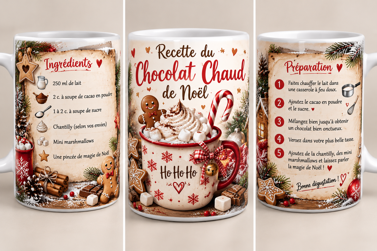 Mug « Recette du Chocolat Chaud de Noël » 🎄☕