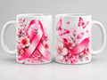 Mug Ruban Rose & Fleurs – Soutien et Élégance