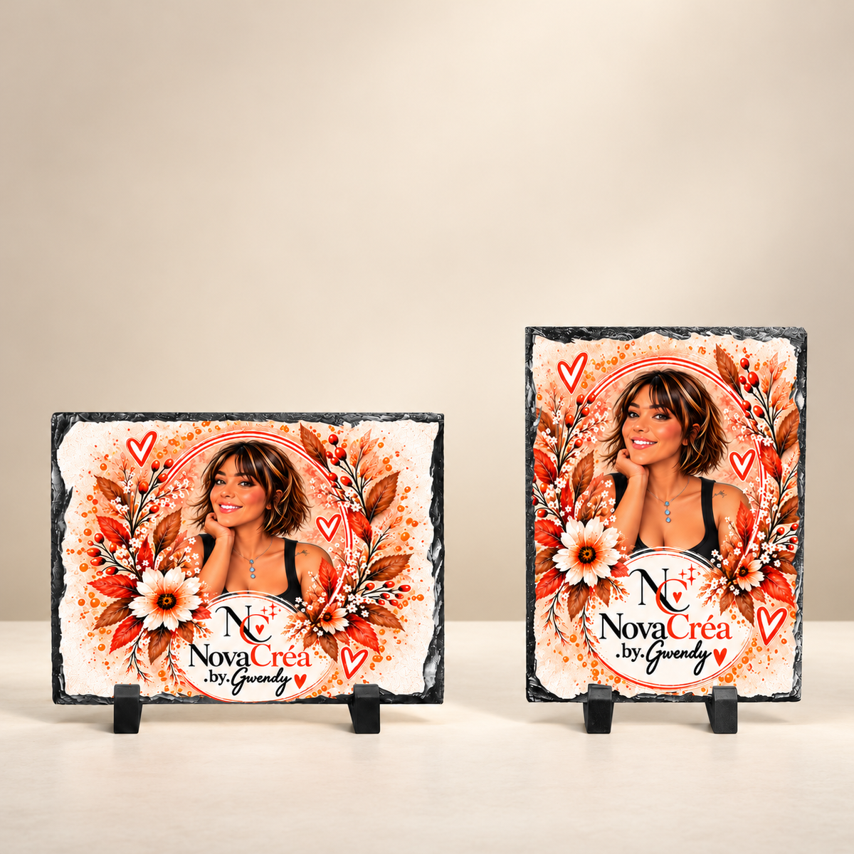 🧡 Plaque en ardoise personnalisée – 15 × 10 cm