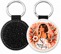 ✨ Porte-clés élégant – Noir pailleté & Blanc